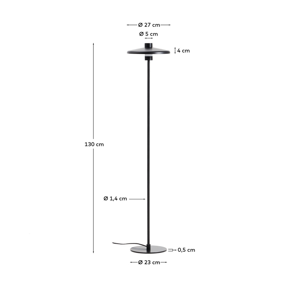 Nuvira floor lamp in black satin metal