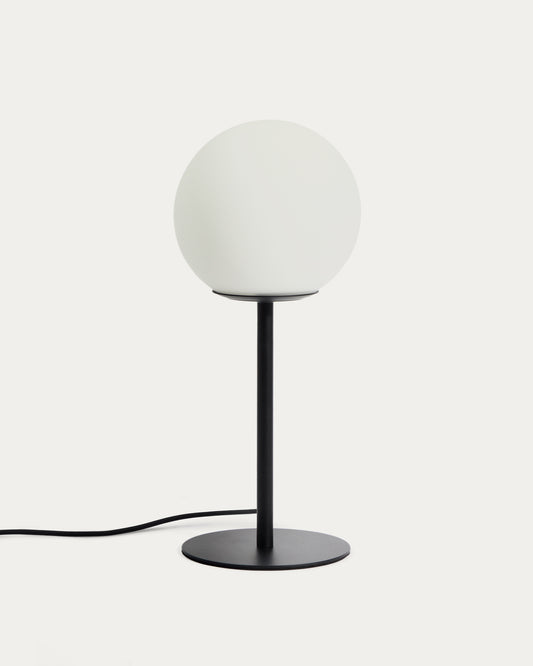 Brisia metal table lamp with black finish and 1 frosted glass ball Ø15cm