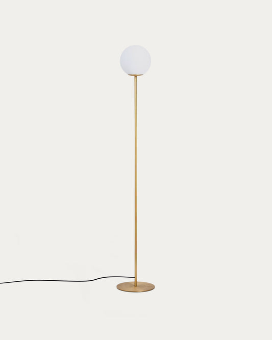 Brisia metal floor lamp with brushed brass finish and 1 frosted glass ball Ø25cm