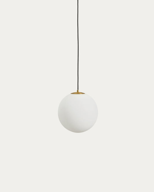 Brisia metal ceiling lamp with brushed brass finish and 1 frosted glass ball Ø30cm