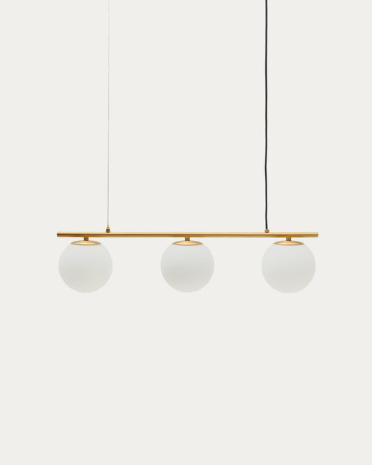 Brisia metal ceiling lamp with brushed brass finish and 3 frosted glass balls Ø15cm