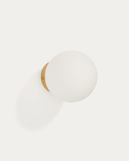 Brisia metal wall lamp with brushed brass finish and 1 frosted glass ball Ø15cm