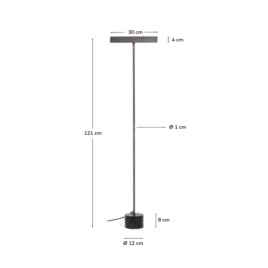 Lynor brushed steel floor lamp with black marble base