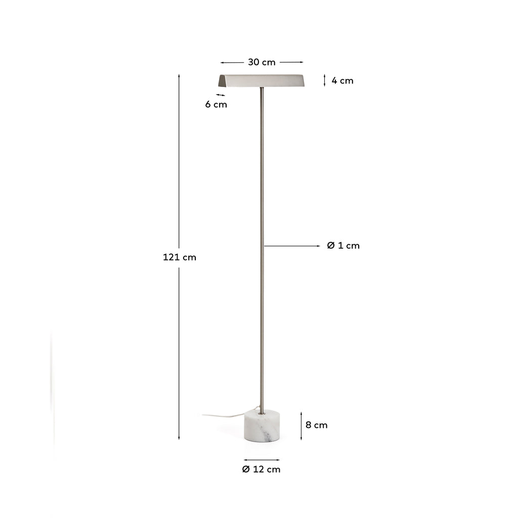 Lynor brushed steel floor lamp with white marble base