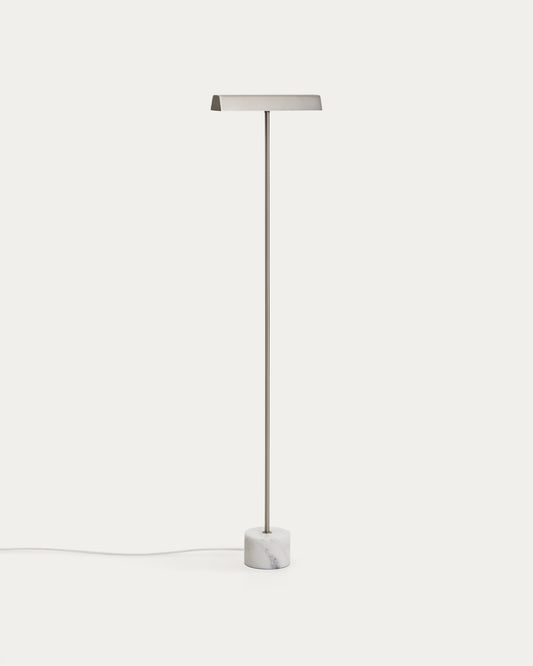 Lynor brushed steel floor lamp with white marble base