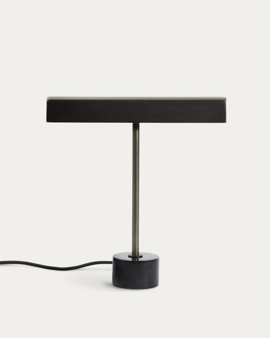 Lynor brushed metal table lamp with black marble base
