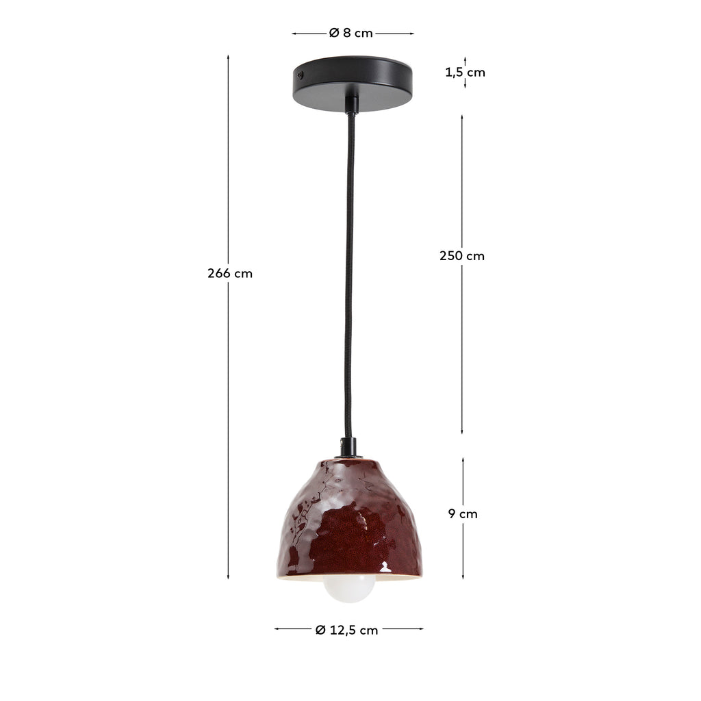 Drava ceiling lamp in burgundy ceramic