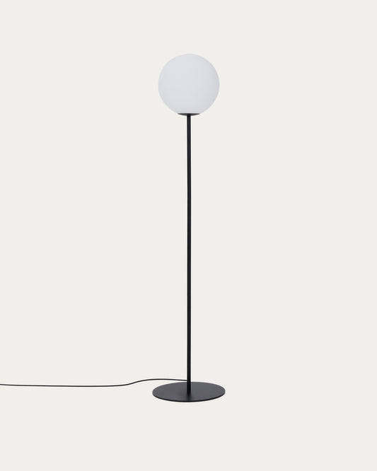 Brisia metal floor lamp with black finish and 1 frosted glass ball Ø30cm