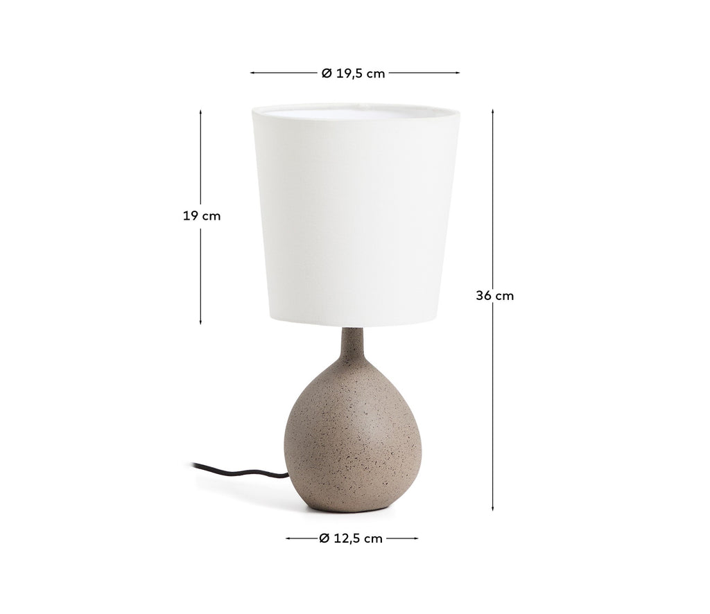 Viona small table lamp with textured stone effect and cotton lampshade