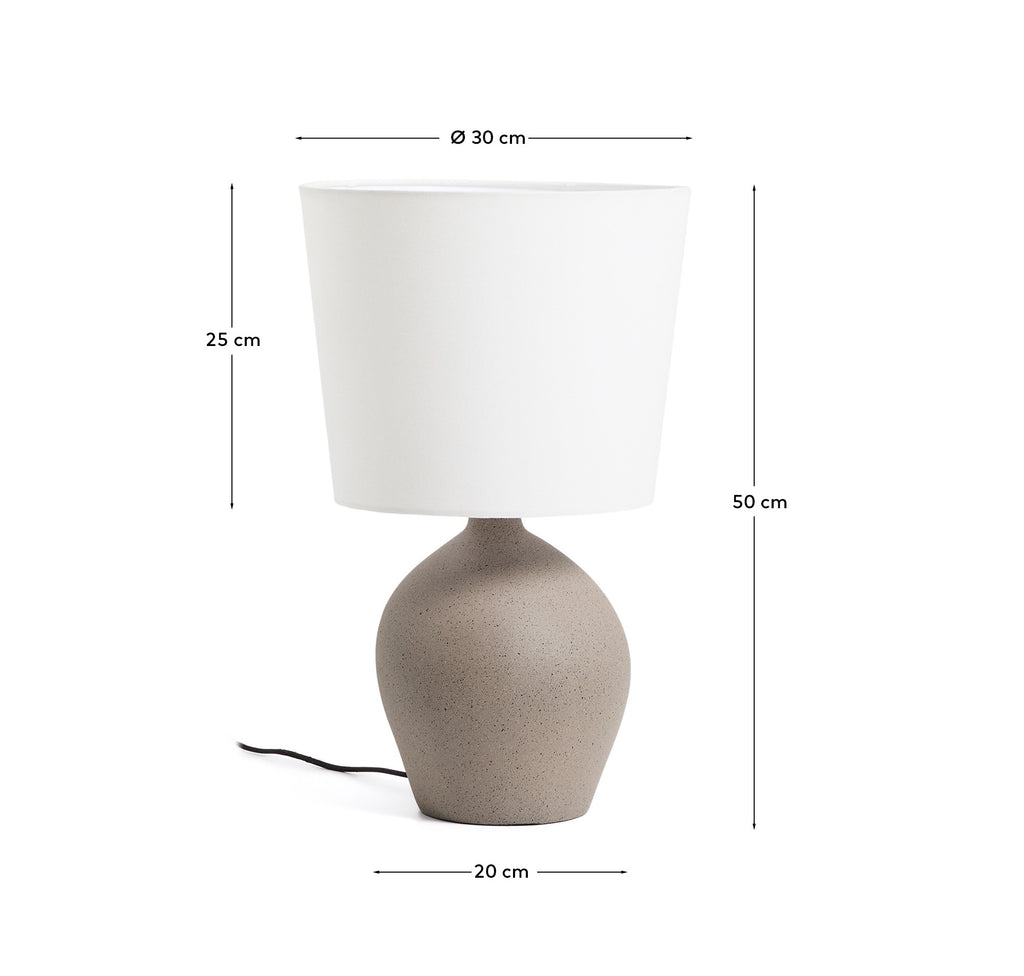 Viona medium table lamp with textured stone effect and cotton lampshade
