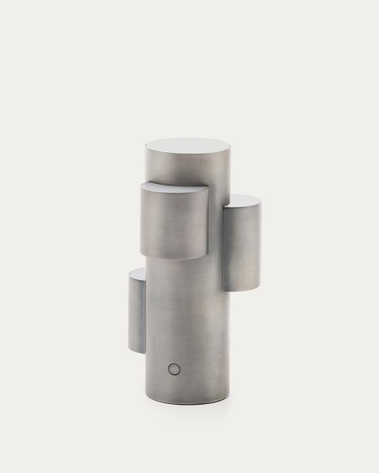 Adrina portable LED table lamp in light grey metal with brushed finish