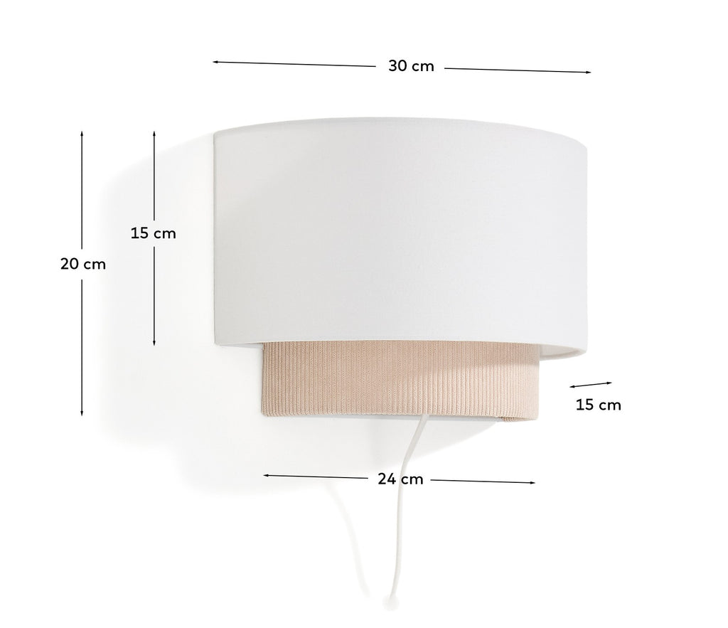 Bianella cotton and beige corduroy wall light Ø 40cm