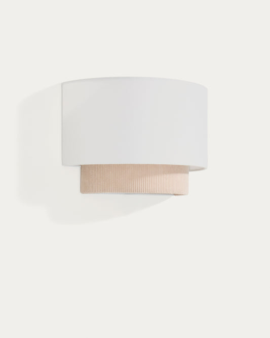 Bianella cotton and beige corduroy wall light Ø 40cm