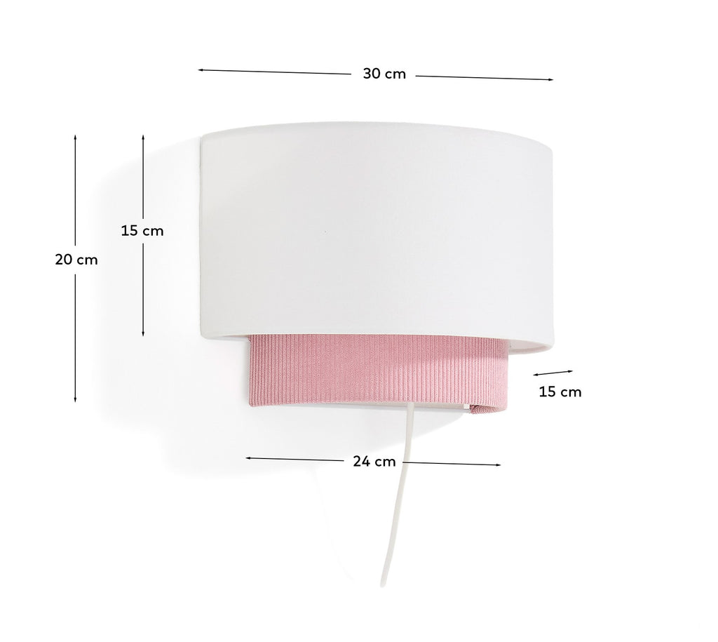 Bianella cotton and pink corduroy wall light Ø 40cm
