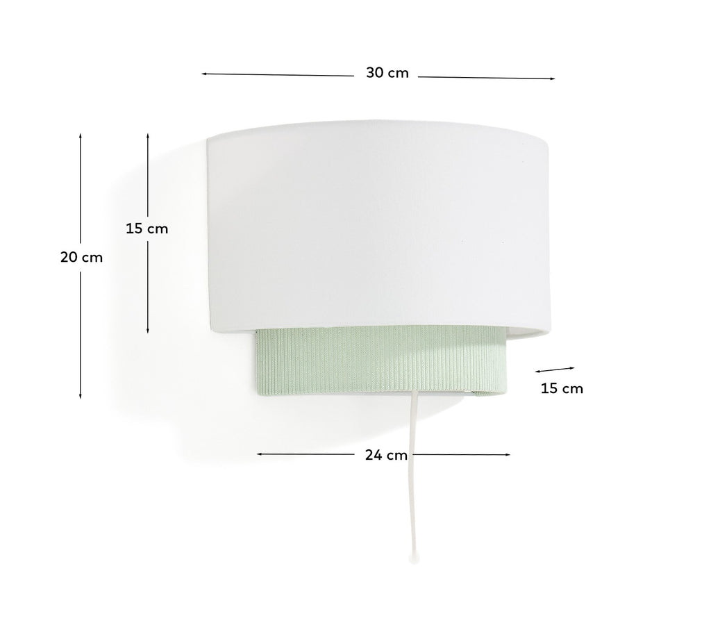 Bianella cotton and turquoise corduroy wall light Ø 40cm