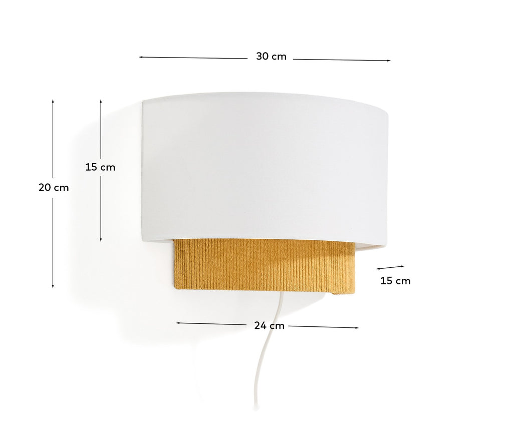 Bianella cotton and mustard corduroy wall light Ø 40cm