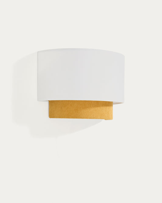 Bianella cotton and mustard corduroy wall light Ø 40cm