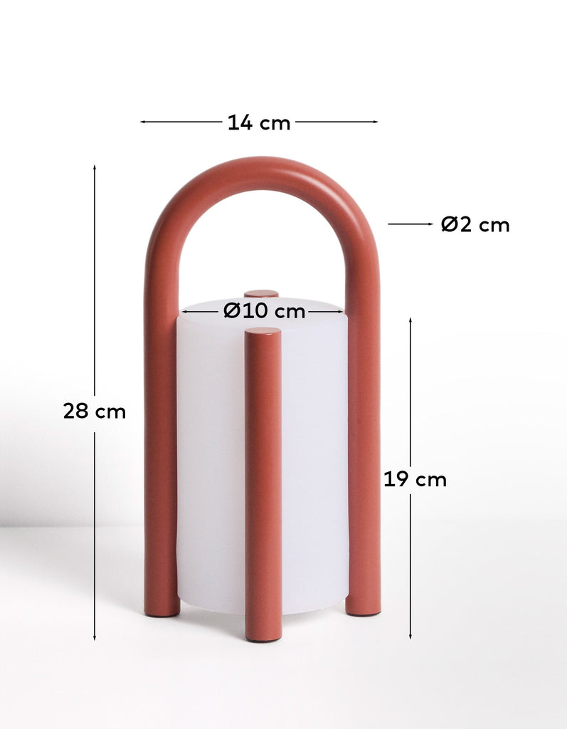 Leros small portable table lamp in terracotta polyethylene and steel
