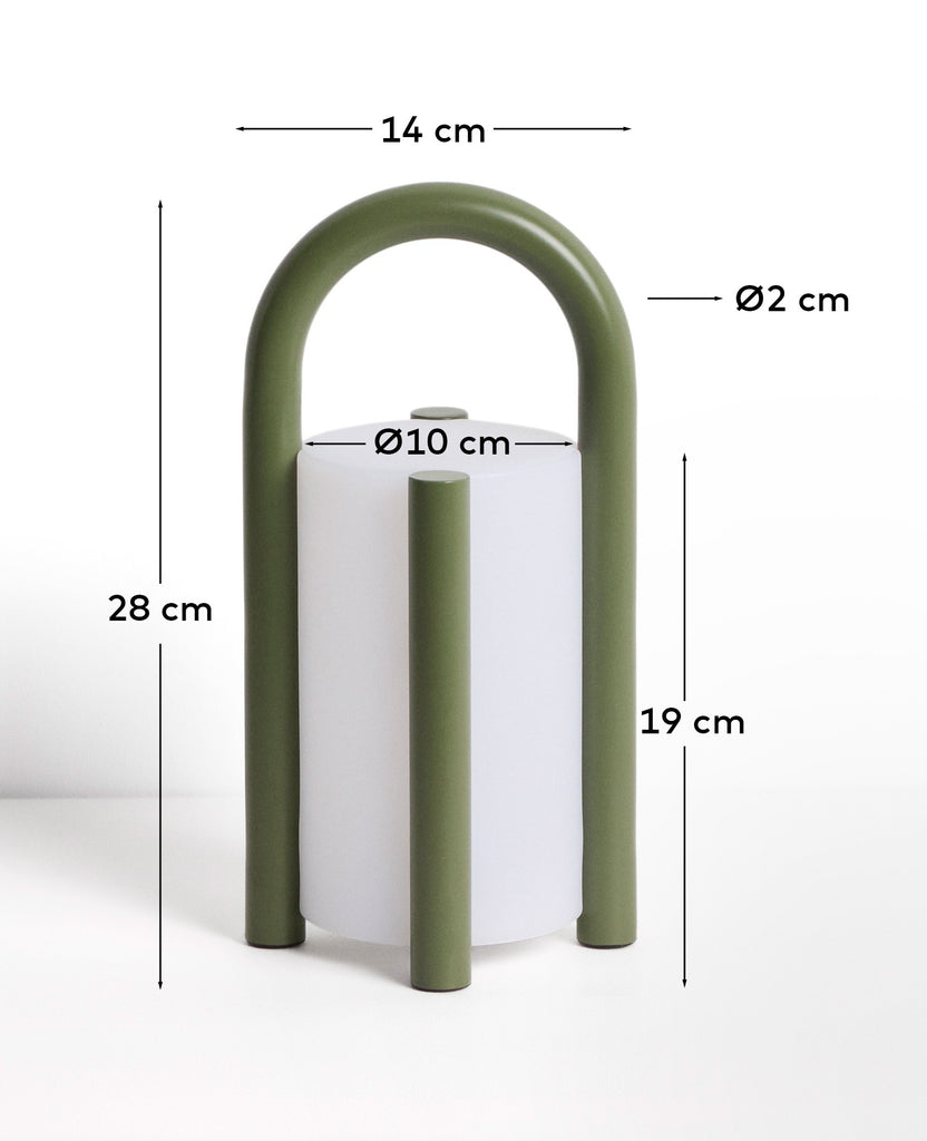 Leros small portable table lamp in green polyethylene and steel