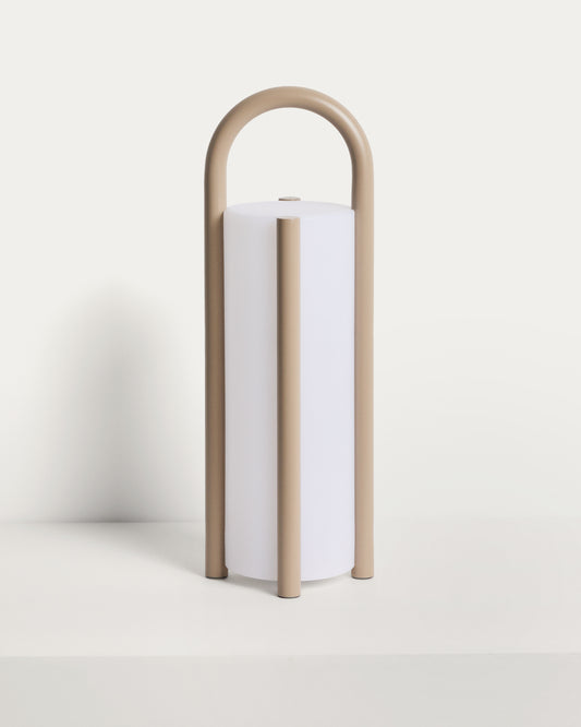 Leros large portable table lamp in taupe polyethylene and steel