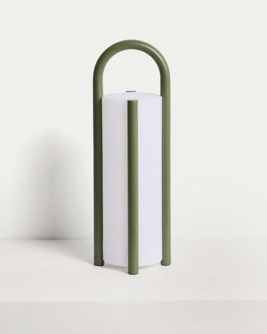 Leros large portable table lamp in green polyethylene and steel