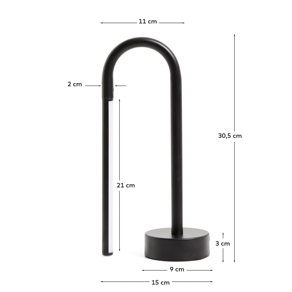 Bow black aluminium portable table lamp