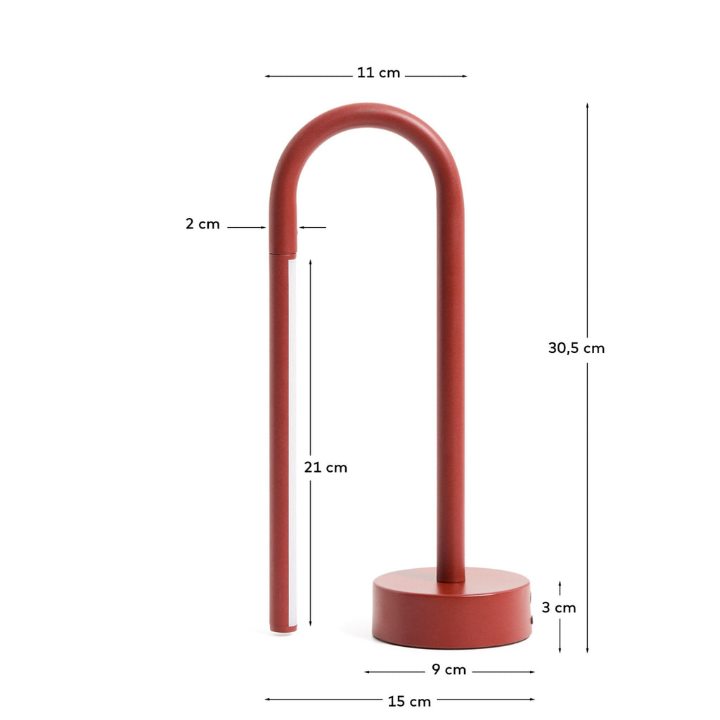 Bow red aluminium portable table lamp