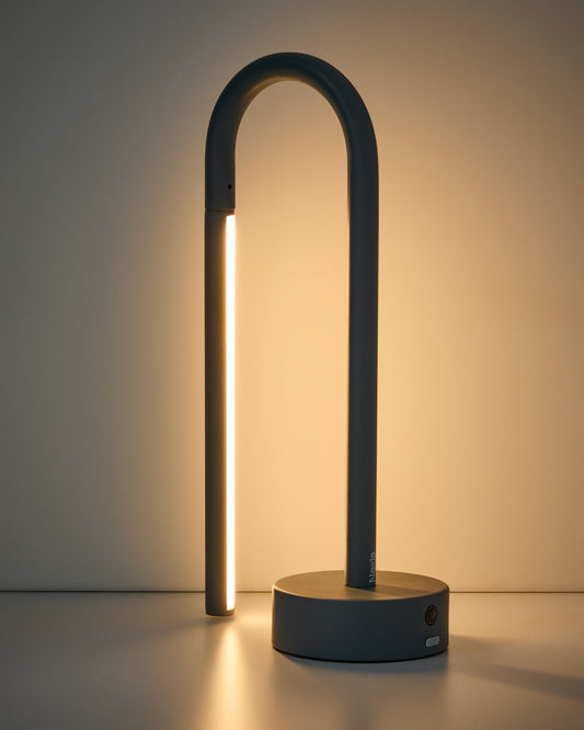 Bow blue aluminium portable table lamp