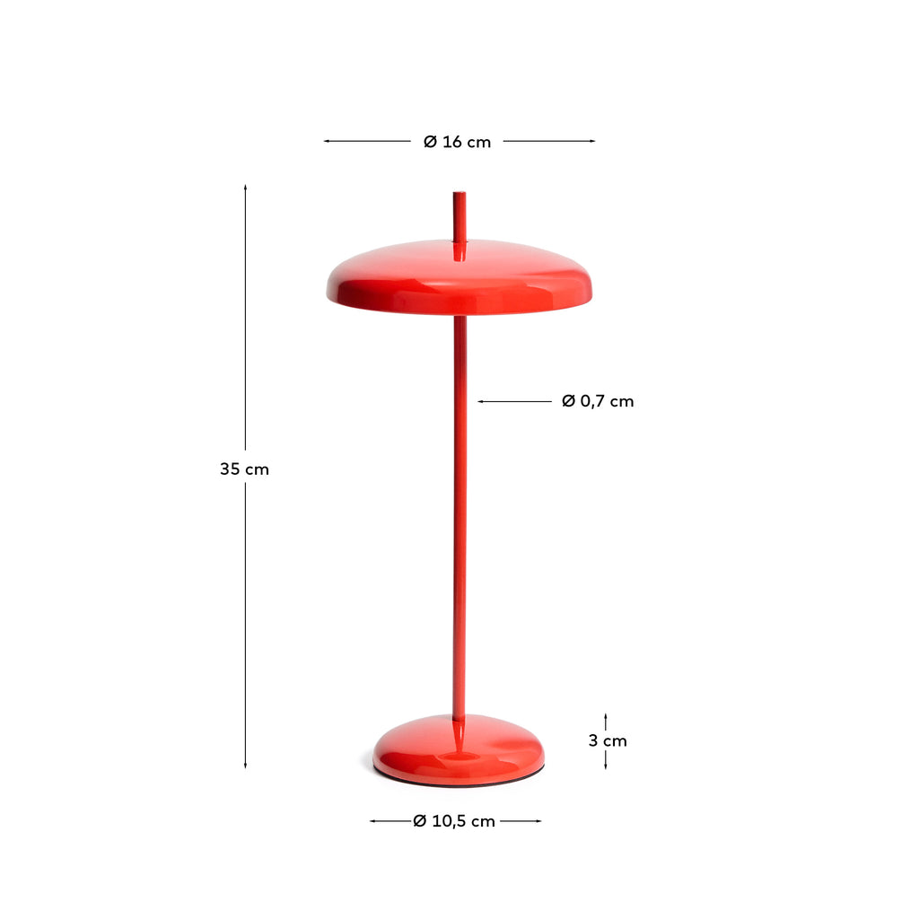 Porte red aluminium portable table lamp