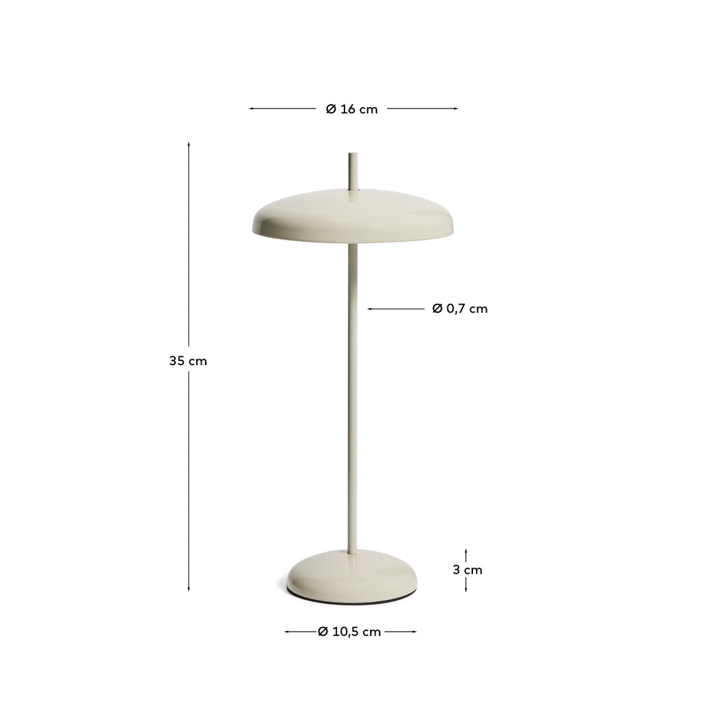Porte light grey aluminium portable table lamp