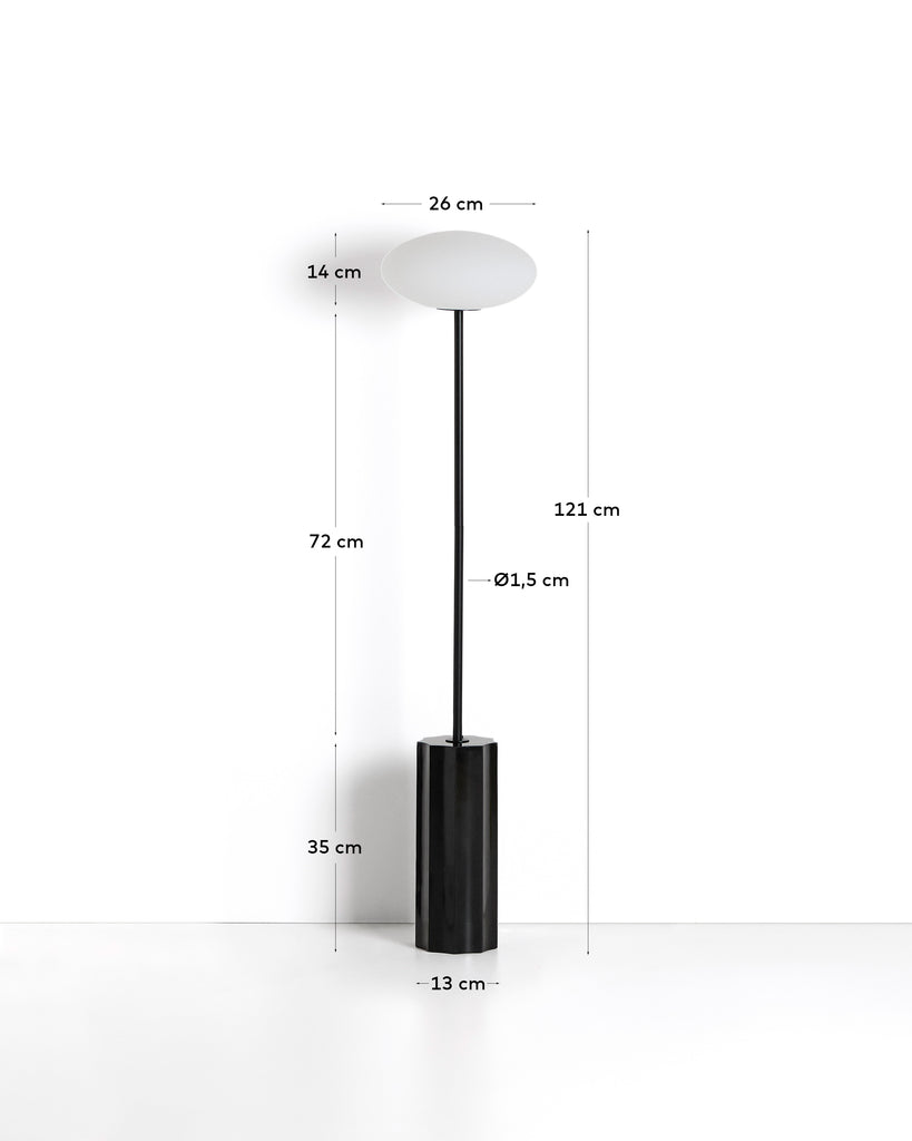 Idela floor lamp in smoked glass and black marble