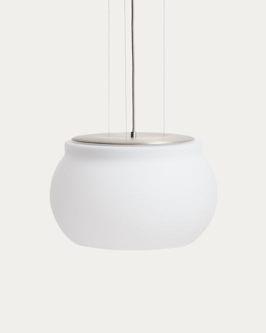 Leruna frosted glass and metal LED ceiling lamp with galvanised finish Ø 40 cm
