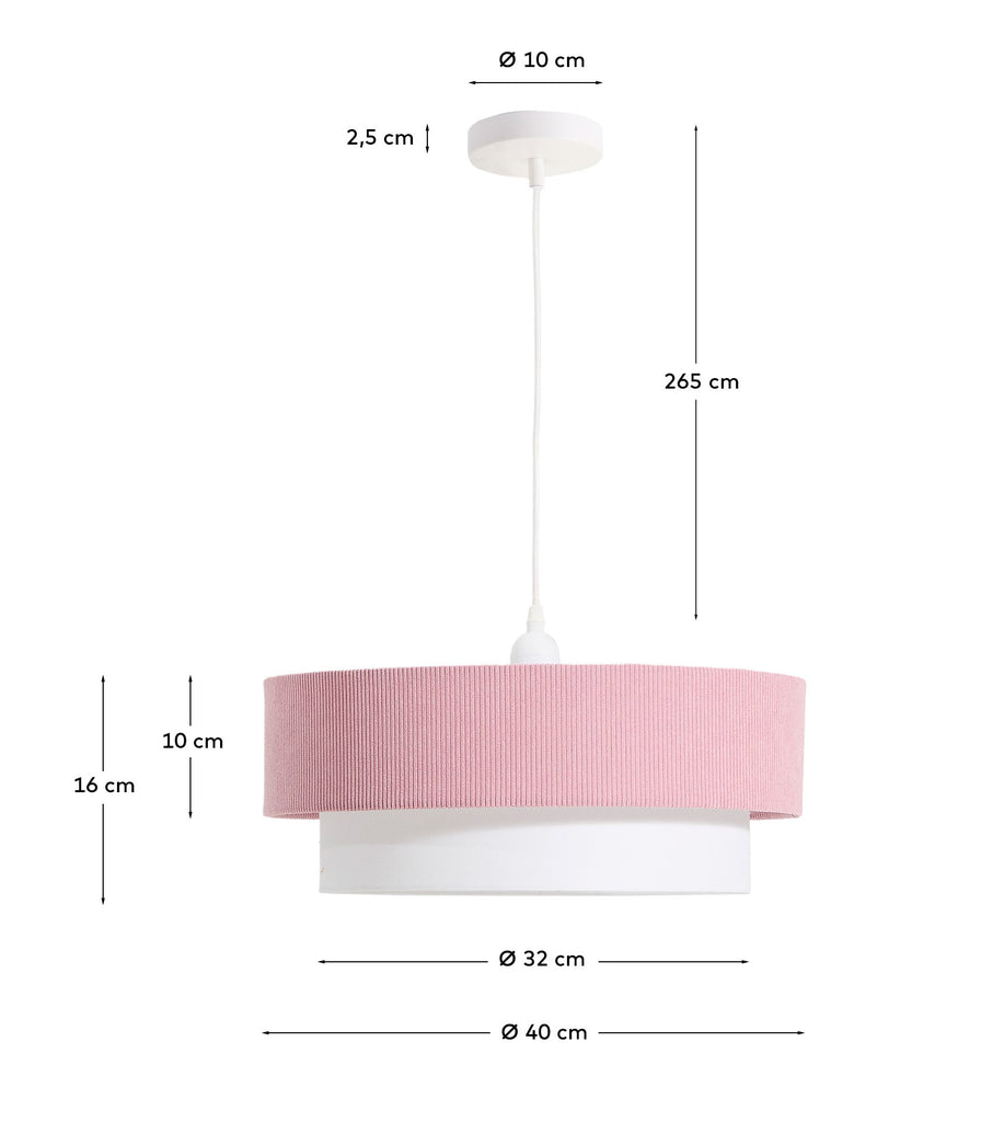 Bianella cotton and pink corduroy ceiling lamp