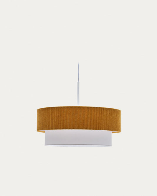 Bianella ceiling lamp in cotton and mustard corduroy, Ø 40 cm