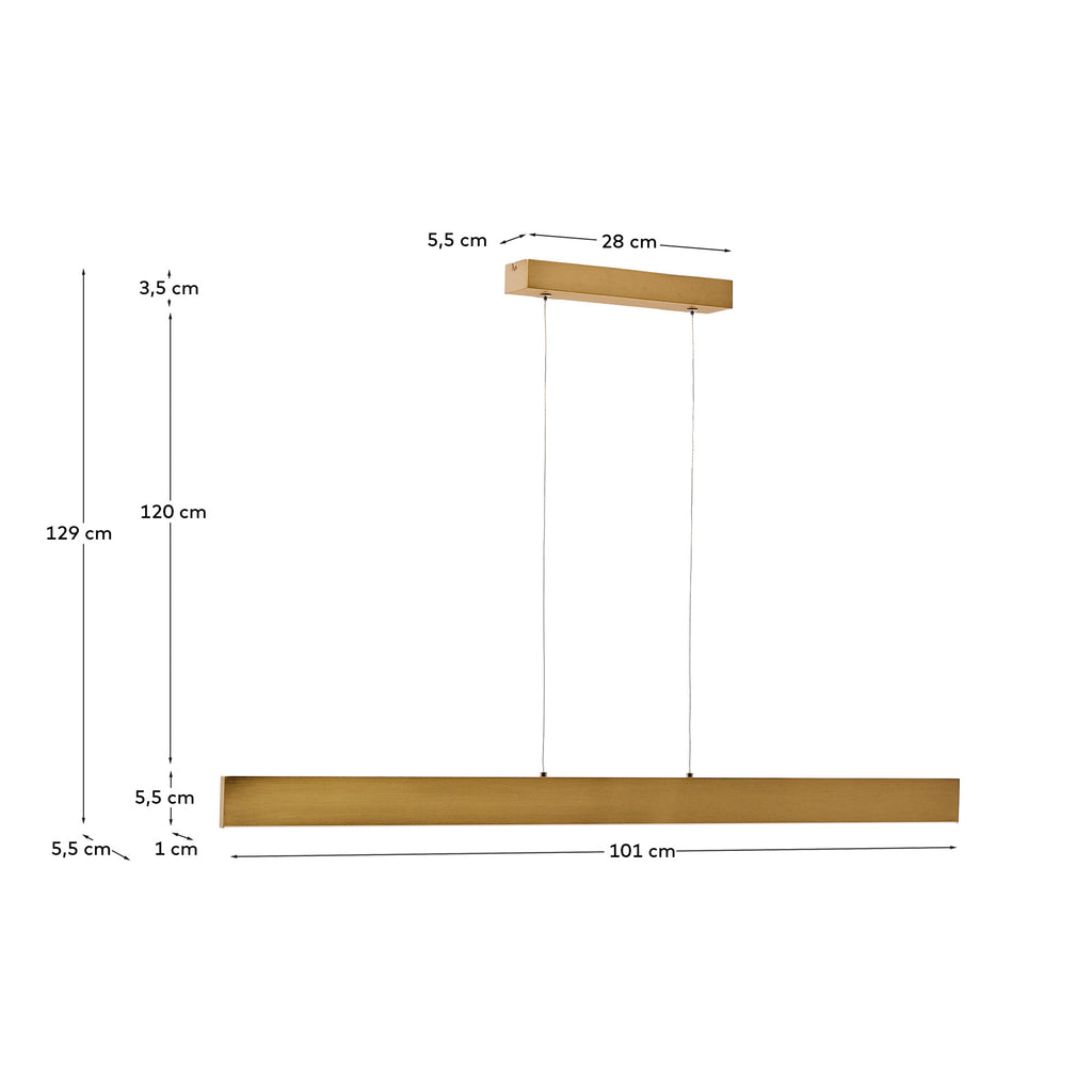 Boadella aluminium ceiling lamp with gold painted finish