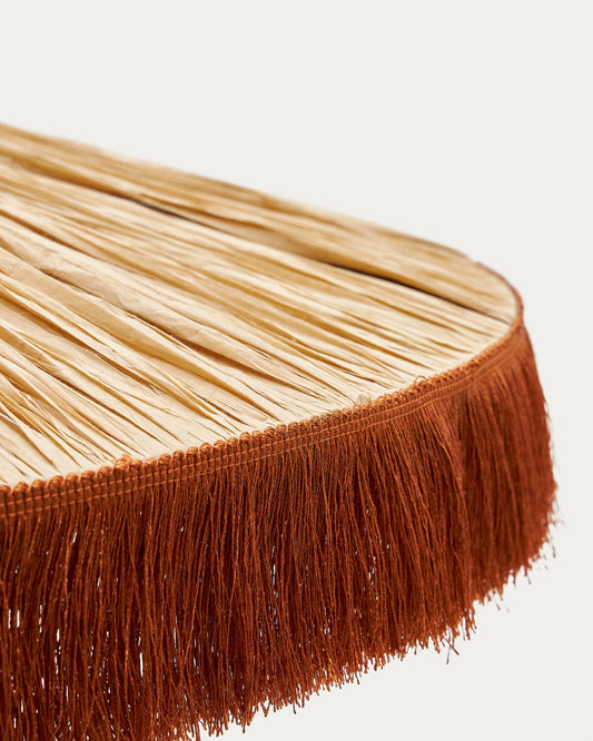 Pollensa ceiling lamp in natural raffia and terracotta fringes, Ø 75 cm