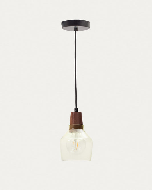 Silex green glass and walnut ceiling lamp, Ø 13 cm