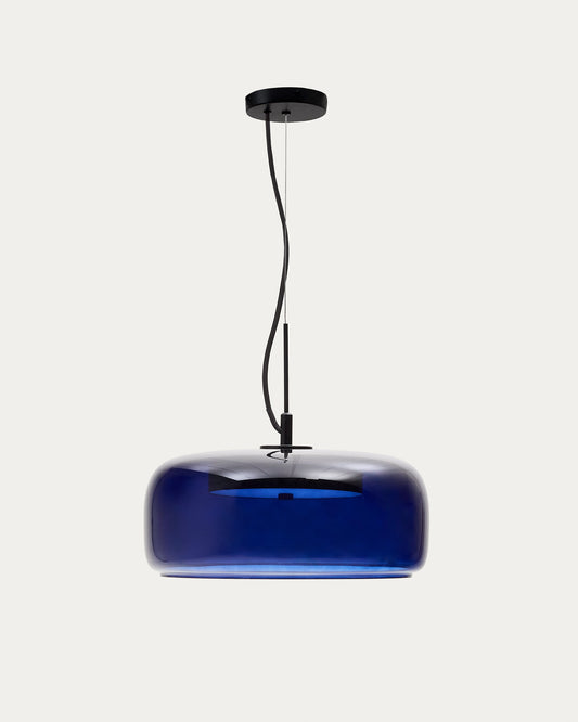 Reig blue glass ceiling lamp, Ø 38 cm