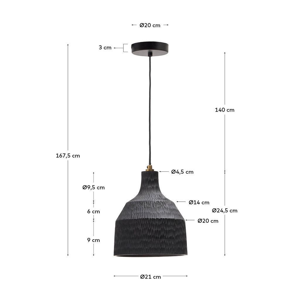 Amire wooden ceiling lamp in a black finish, Ø 21 cm
