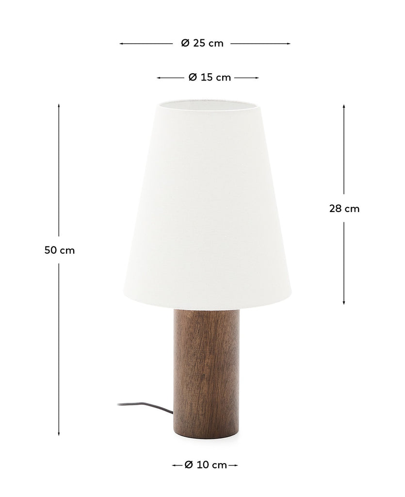 Marga table lamp made from solid rubber wood with dark finish