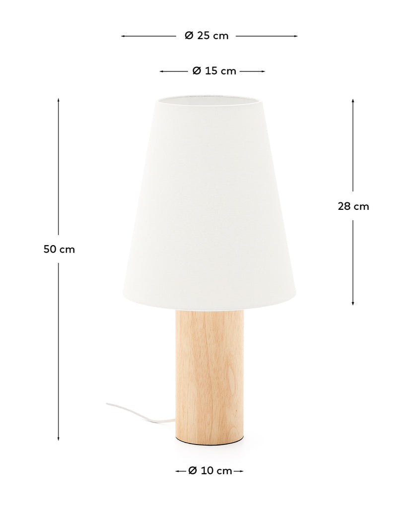 Marga table lamp made from solid rubber wood with natural finish