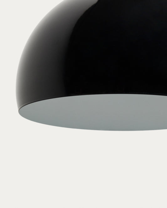 Madali floor lamp in steel with glossy black finish and black marble