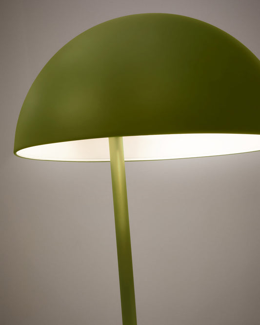 Catlar ash wood and metal floor lamp in a green painted finish