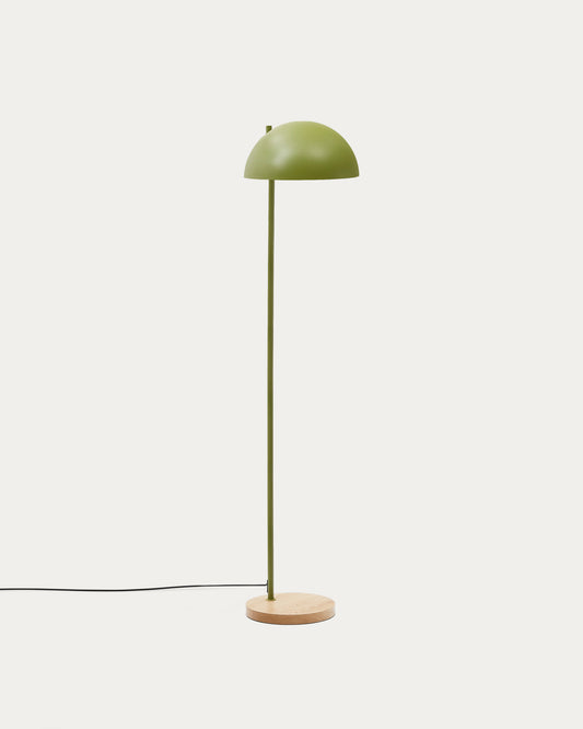 Catlar ash wood and metal floor lamp in a green painted finish