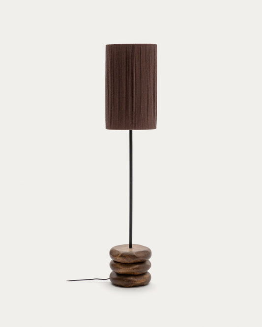 Kor table floor lamp made of jute and acacia wood in a dark finish