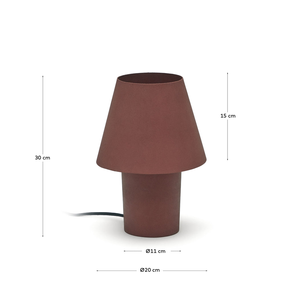 Canapost table lamp in metal with a terracotta painted finish