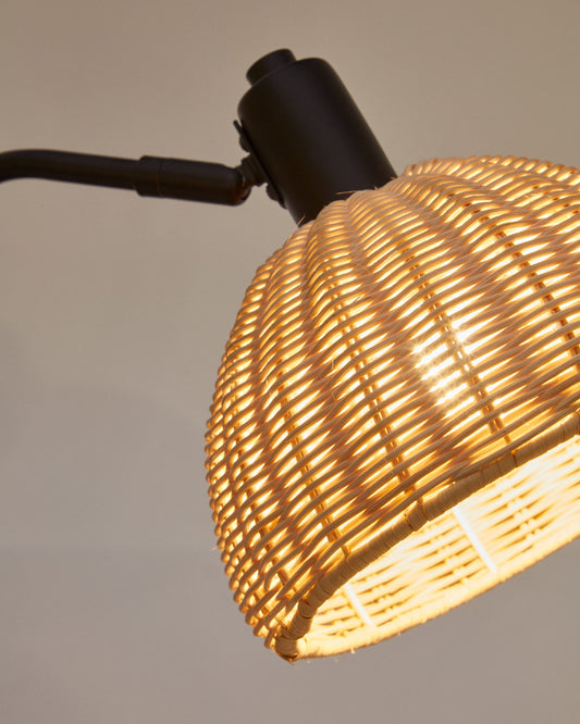 Damila table lamp in rattan and black metal