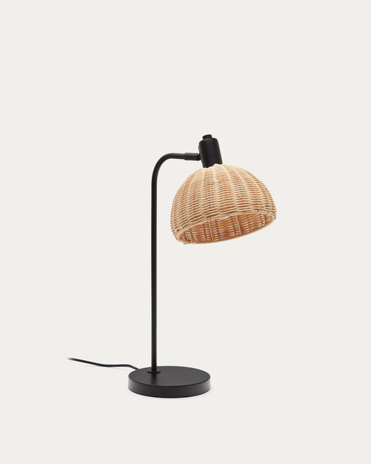 Damila table lamp in rattan and black metal