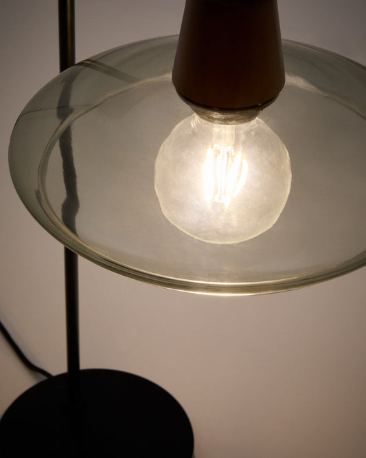 Silex table lamp with a metal foot in green glass