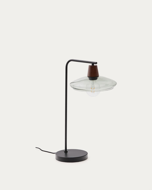 Silex table lamp with a metal foot in green glass